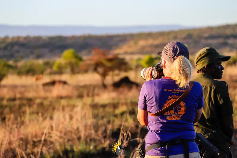 client on a walking safari in Kidepo valley national park