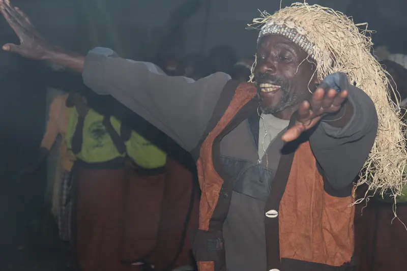 Batwa man dancing